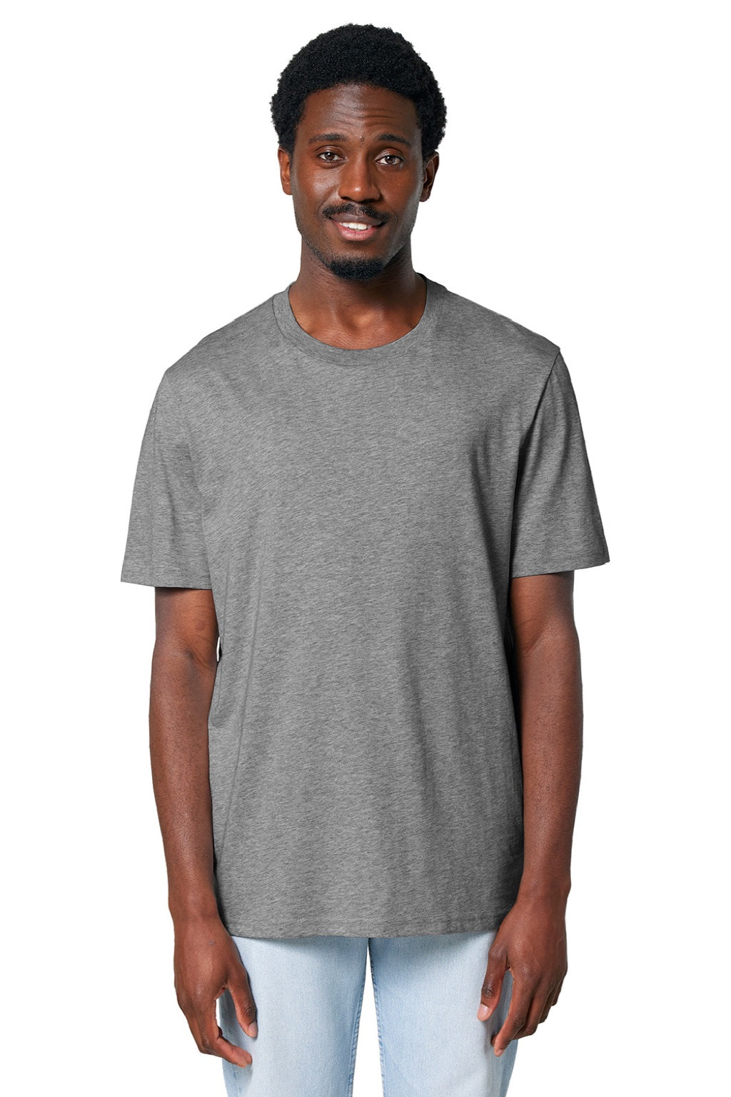 Stanley Stella SXU001 Mens Creator 2.0 Short Sleeve Crewneck T-Shirt Heather Mid Grey Model Front