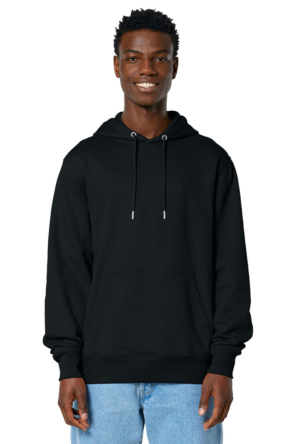 Stanley Stella SXU003 Mens Cruiser 2.0 Hooded Sweatshirt Hoodie w/ Pouch Pocket Black Model Front
