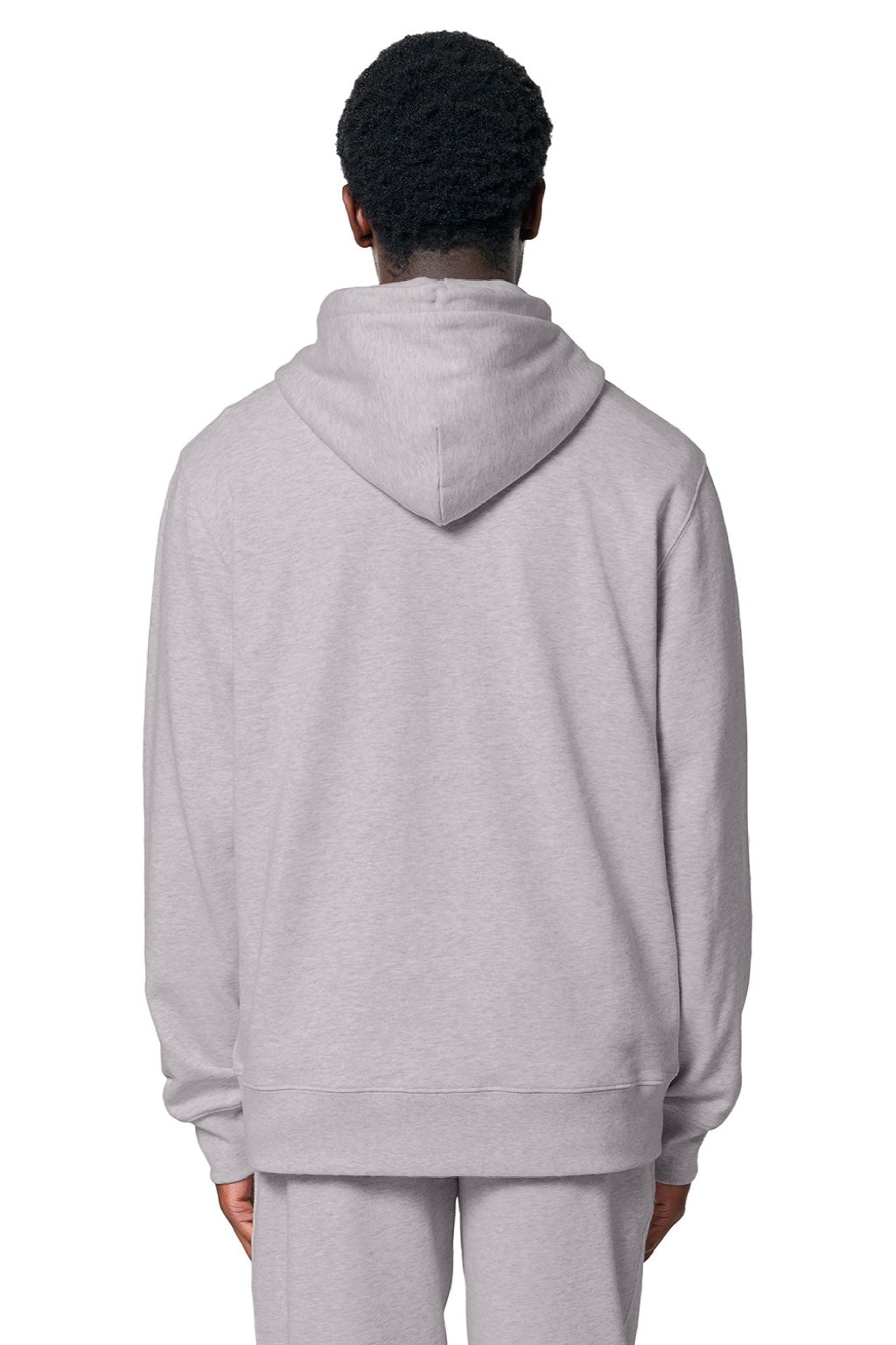 Stanley Stella SXU003 Mens Cruiser 2.0 Hooded Sweatshirt Hoodie w/ Pouch Pocket Heather Cool Grey Model Back