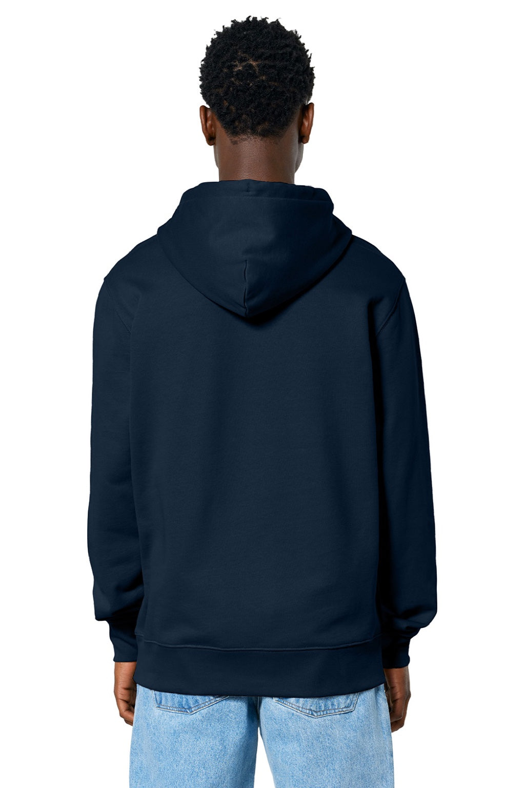 Stanley Stella SXU003 Mens Cruiser 2.0 Hooded Sweatshirt Hoodie w/ Pouch Pocket French Navy Blue Model Back