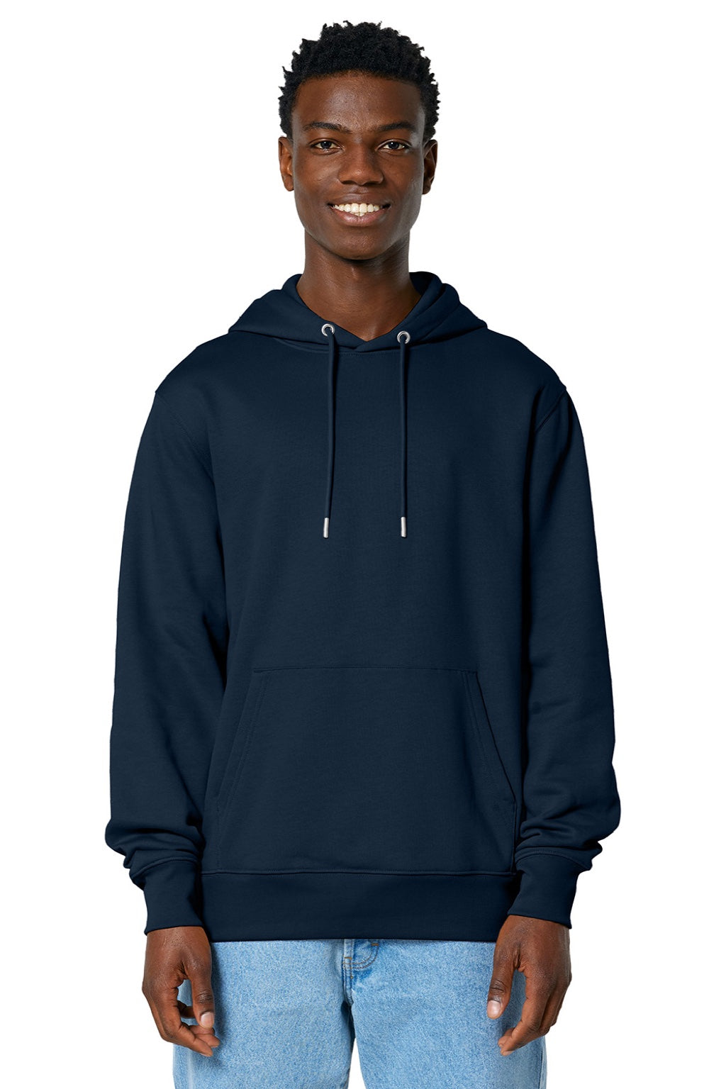 Stanley Stella SXU003 Mens Cruiser 2.0 Hooded Sweatshirt Hoodie w/ Pouch Pocket French Navy Blue Model Front