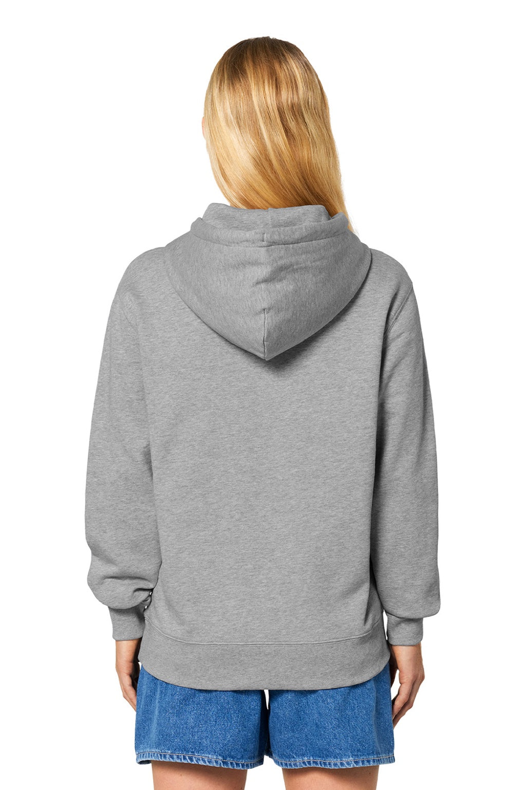 Stanley Stella SXU003 Mens Cruiser 2.0 Hooded Sweatshirt Hoodie w/ Pouch Pocket Heather Grey Model Back