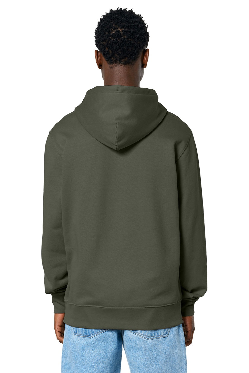 Stanley Stella SXU003 Mens Cruiser 2.0 Hooded Sweatshirt Hoodie w/ Pouch Pocket Khaki Green Model Back