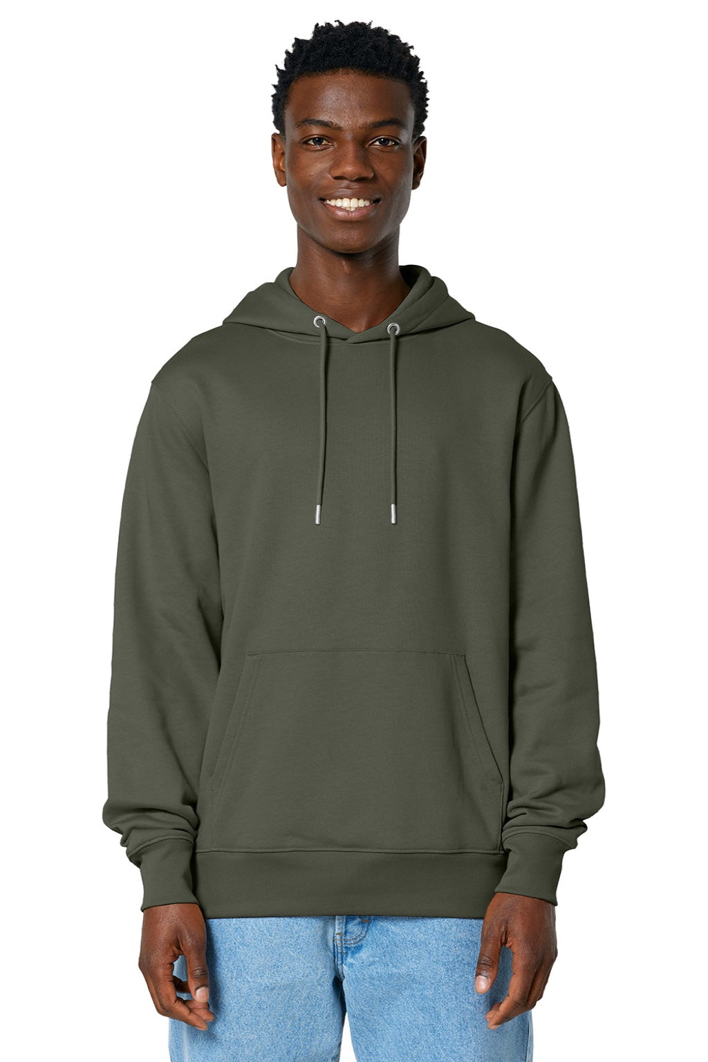 Stanley Stella SXU003 Mens Cruiser 2.0 Hooded Sweatshirt Hoodie w/ Pouch Pocket Khaki Green Model Front
