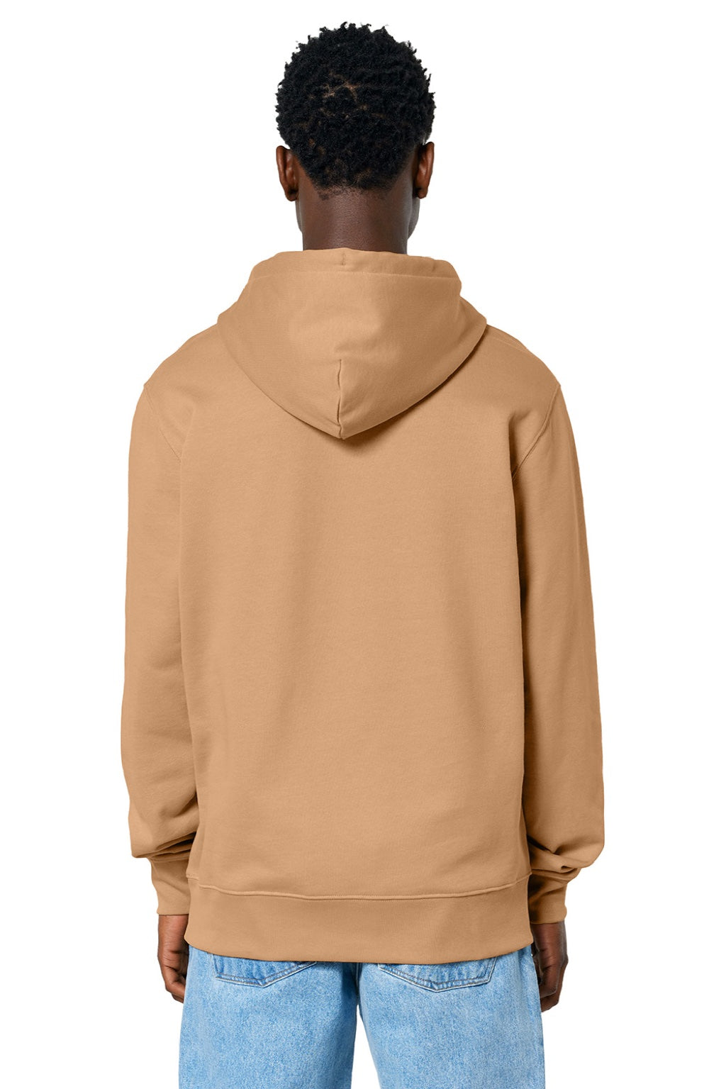 Stanley Stella SXU003 Mens Cruiser 2.0 Hooded Sweatshirt Hoodie w/ Pouch Pocket Latte Brown Model Back