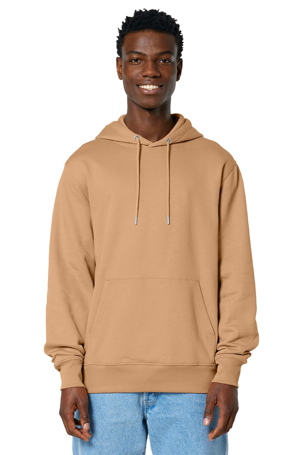 Stanley Stella SXU003 Mens Cruiser 2.0 Hooded Sweatshirt Hoodie w/ Pouch Pocket Latte Brown Model Front