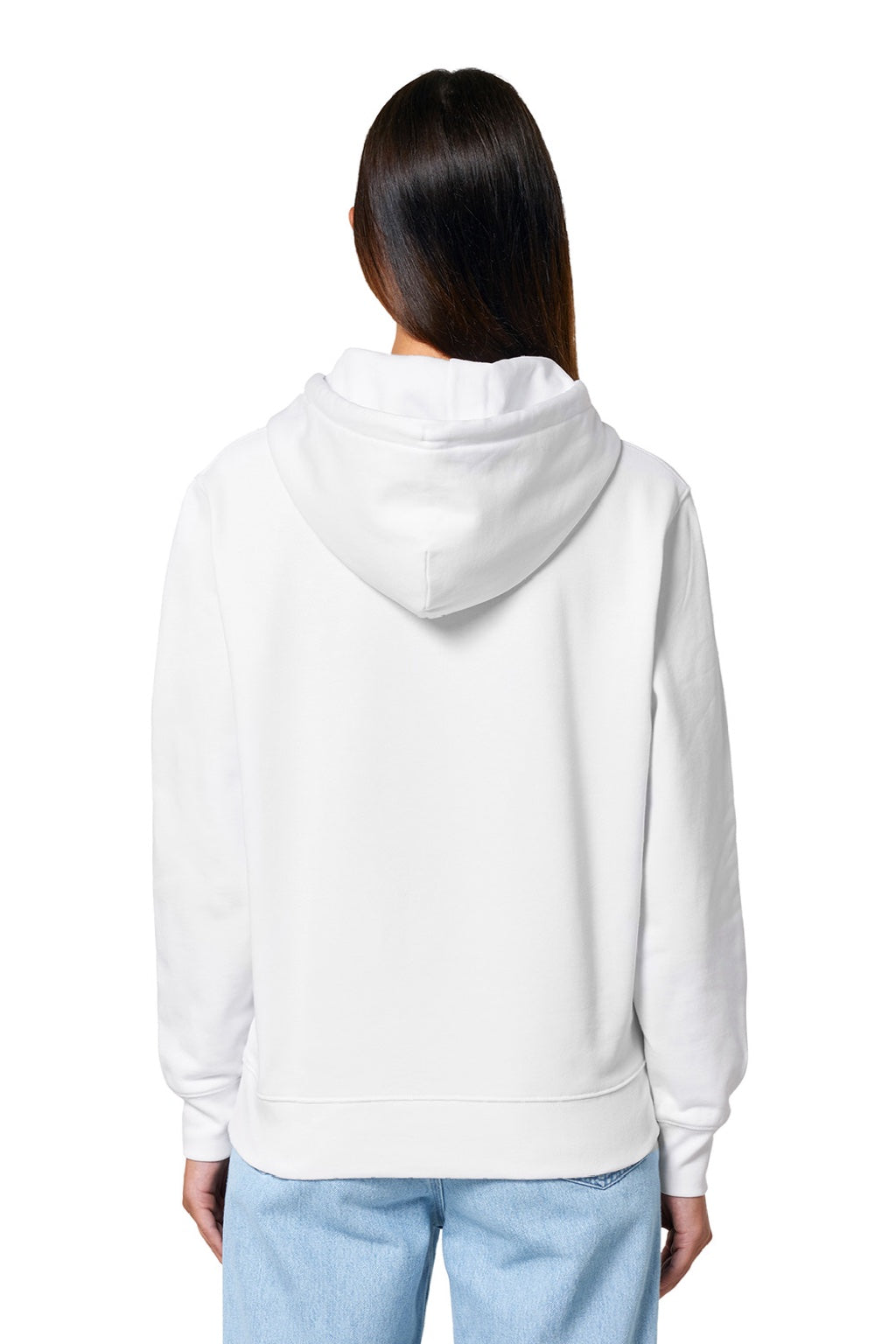 Stanley Stella SXU003 Mens Cruiser 2.0 Hooded Sweatshirt Hoodie w/ Pouch Pocket White Model Back