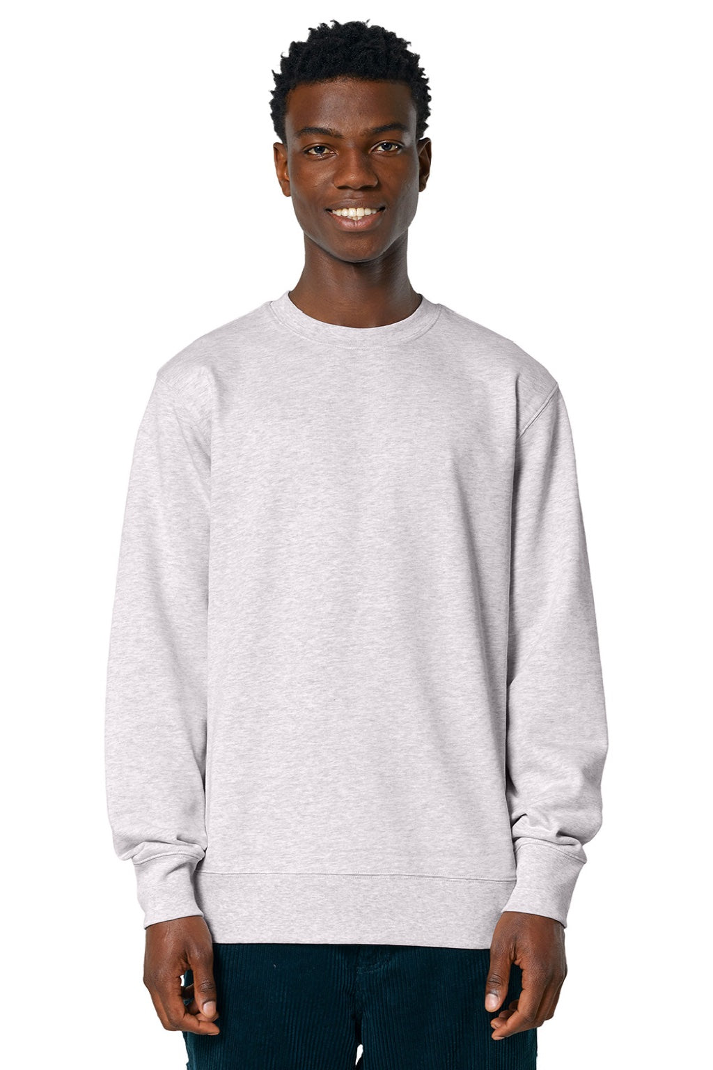 Stanley Stella SXU004 Mens Changer 2.0 Crewneck Sweatshirt Heather Cool Grey Model Front