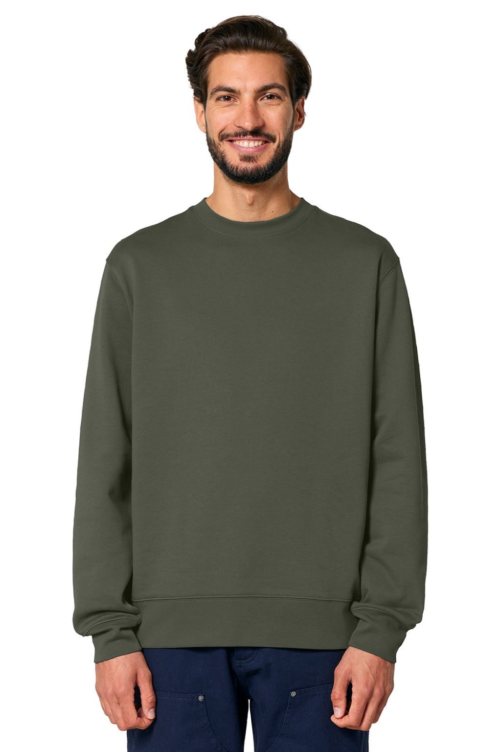 Stanley Stella SXU004 Mens Changer 2.0 Crewneck Sweatshirt Khaki Green Model Front