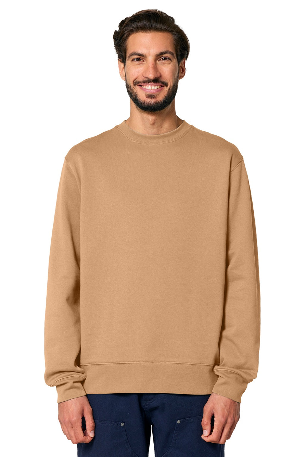 Stanley Stella SXU004 Mens Changer 2.0 Crewneck Sweatshirt Latte Brown Model Front