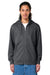 Stanley Stella SXU005 Mens Cultivator 2.0 Full Zip Hooded Sweatshirt Hoodie w/ Pockets Heather Dark Grey Model Front