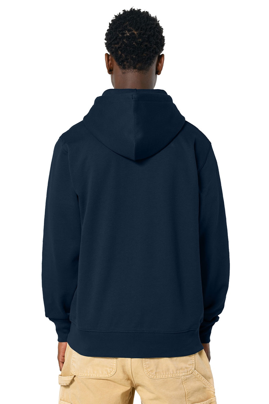 Stanley Stella SXU005 Mens Cultivator 2.0 Full Zip Hooded Sweatshirt Hoodie w/ Pockets French Navy Blue Model Back