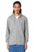 Stanley Stella SXU005 Mens Cultivator 2.0 Full Zip Hooded Sweatshirt Hoodie w/ Pockets Heather Grey Model Front