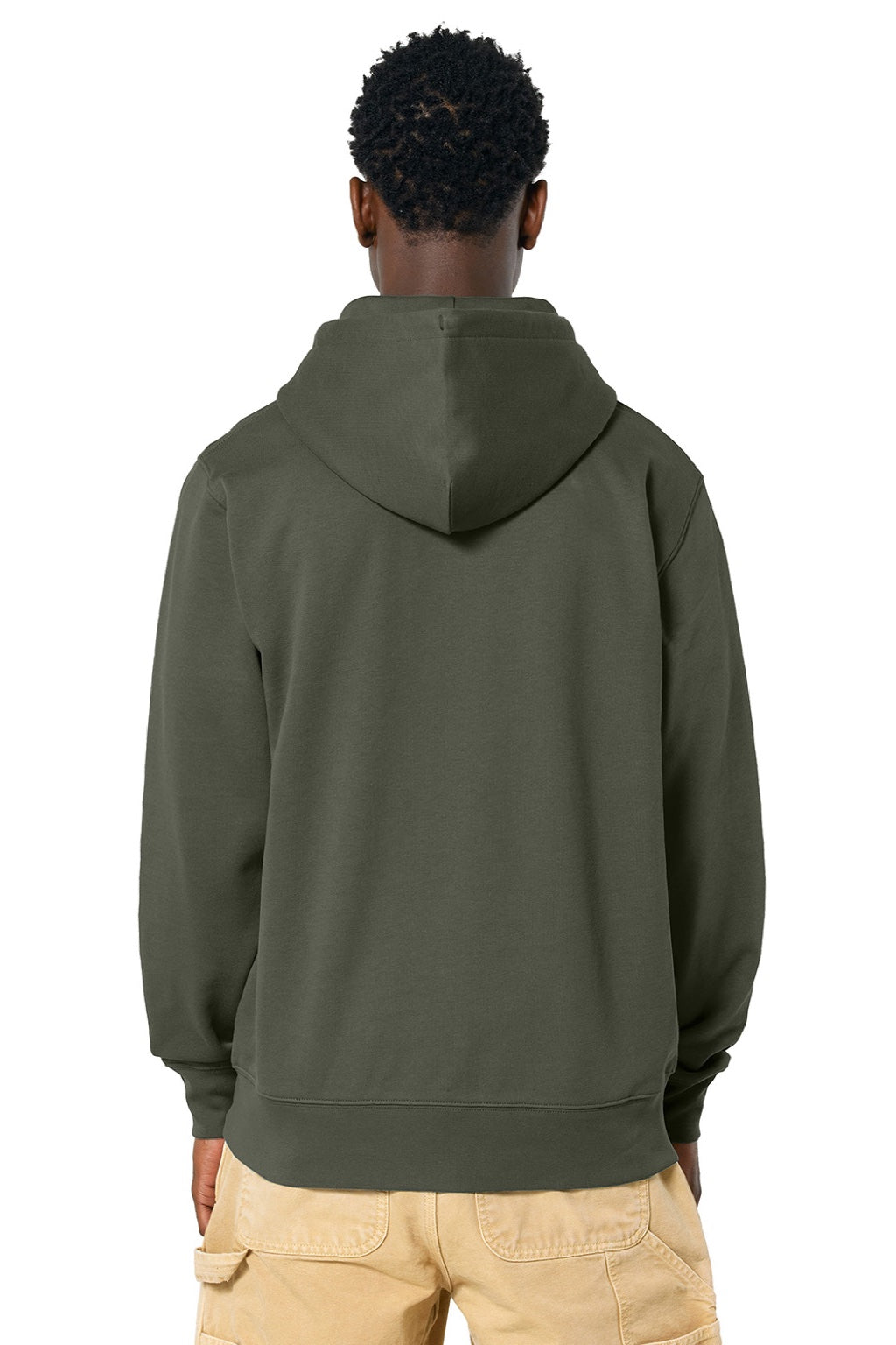 Stanley Stella SXU005 Mens Cultivator 2.0 Full Zip Hooded Sweatshirt Hoodie w/ Pockets Khaki Green Model Back