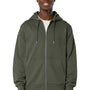 Stanley Stella Mens Cultivator 2.0 Full Zip Hooded Sweatshirt Hoodie w/ Pockets - Khaki Green