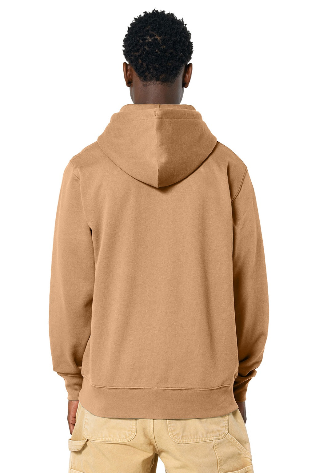 Stanley Stella SXU005 Mens Cultivator 2.0 Full Zip Hooded Sweatshirt Hoodie w/ Pockets Latte Brown Model Back
