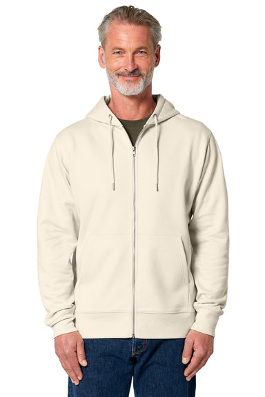 Stanley Stella SXU005 Mens Cultivator 2.0 Full Zip Hooded Sweatshirt Hoodie w/ Pockets Natural Raw Model Front
