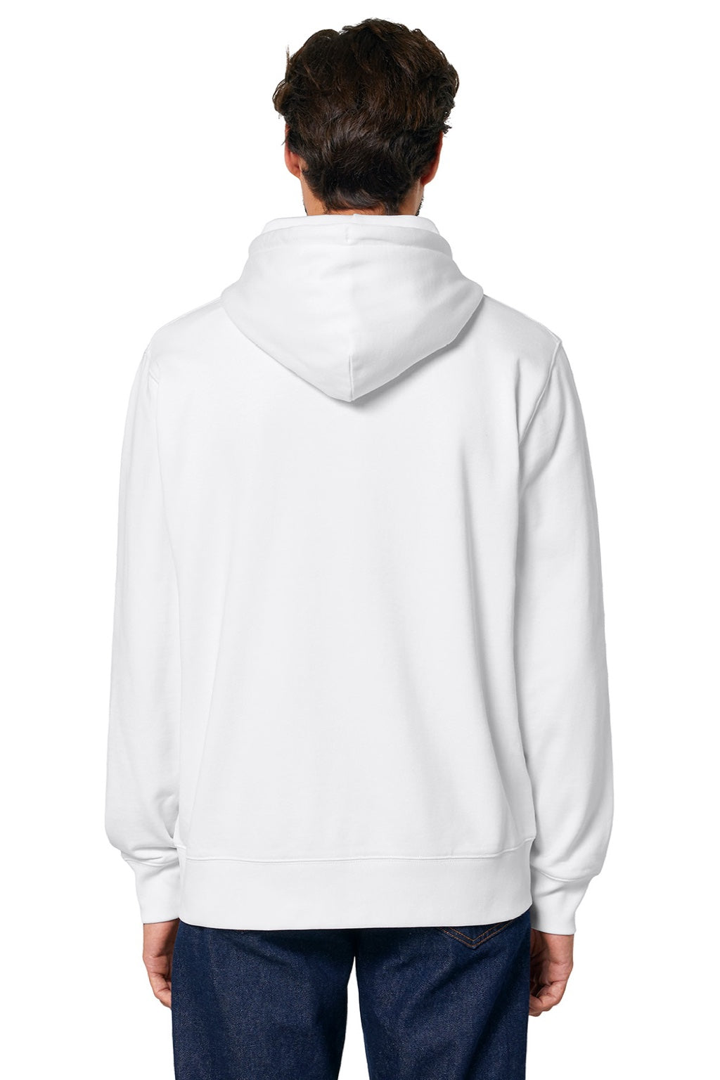 Stanley Stella SXU005 Mens Cultivator 2.0 Full Zip Hooded Sweatshirt Hoodie w/ Pockets White Model Back
