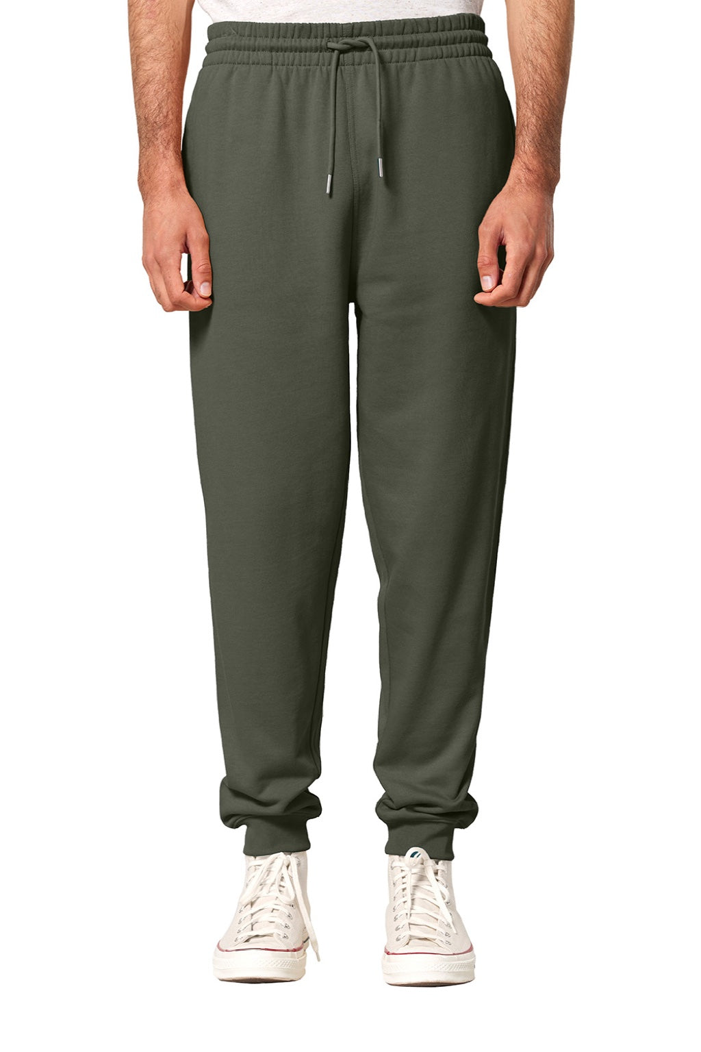 Stanley Stella SXU006 Mens Flyer Jogger Sweatpants w/ Pockets Khaki Green Model Front