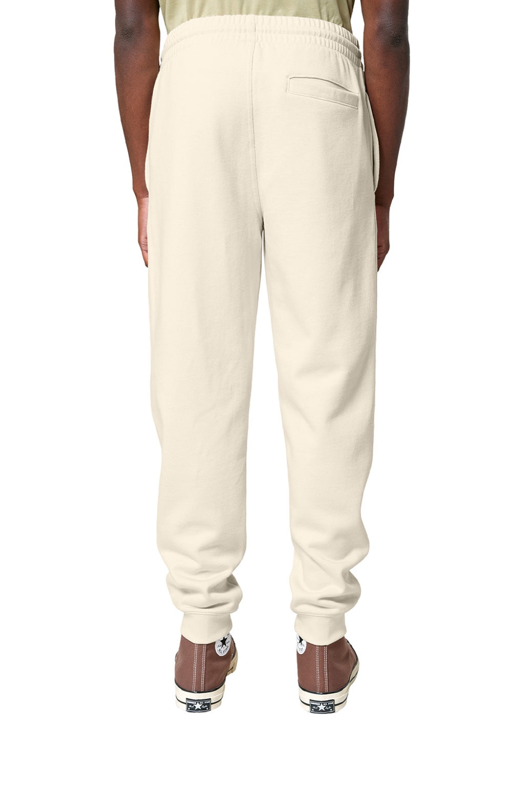 Stanley Stella SXU006 Mens Flyer Jogger Sweatpants w/ Pockets Natural Raw Model Back