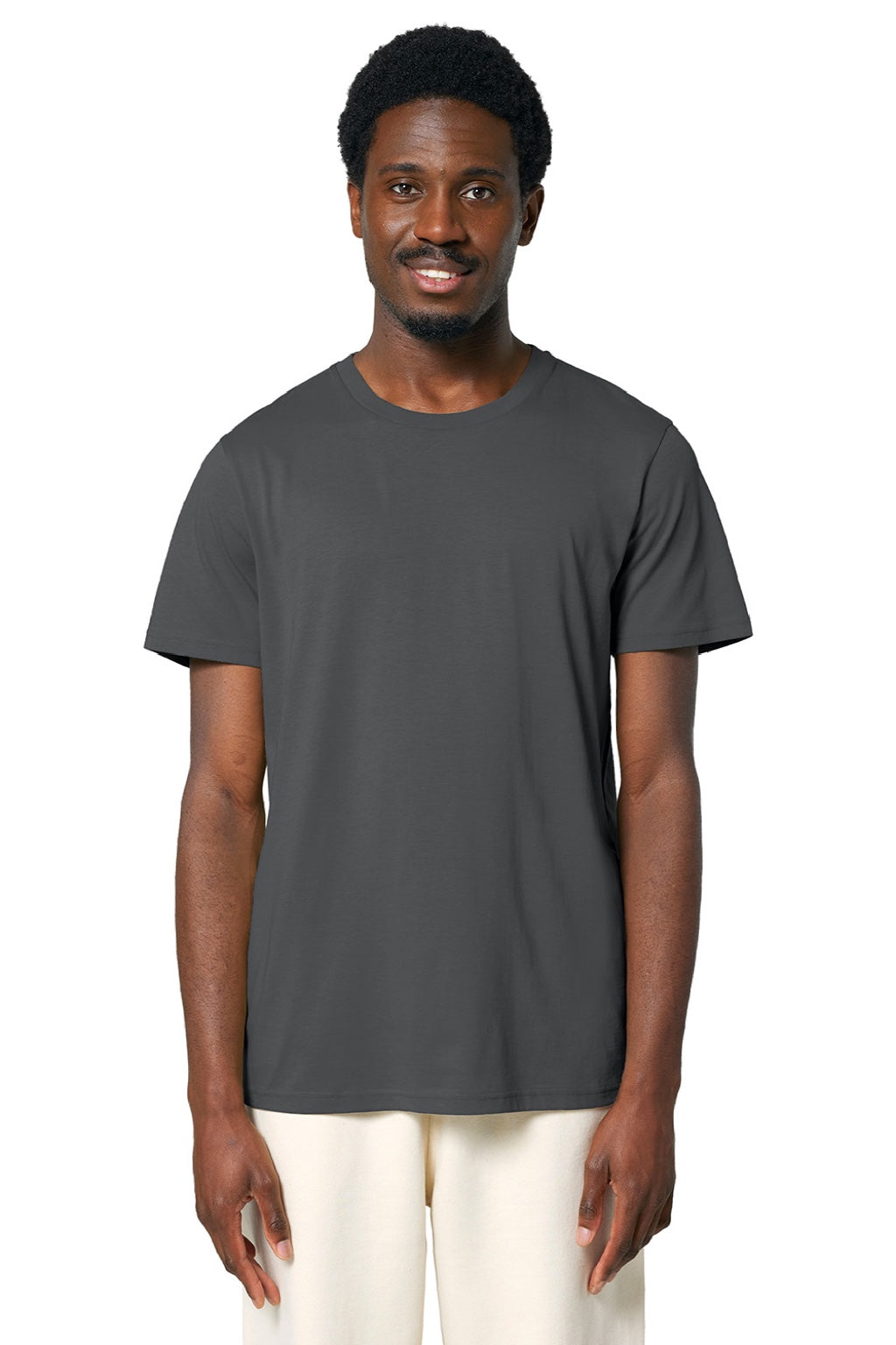 Stanley Stella SXU007 Mens Crafter Short Sleeve Crewneck T-Shirt Anthracite Grey Model Front