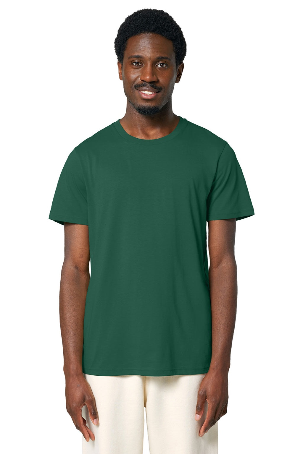 Stanley Stella SXU007 Mens Crafter Short Sleeve Crewneck T-Shirt Bottle Green Model Front