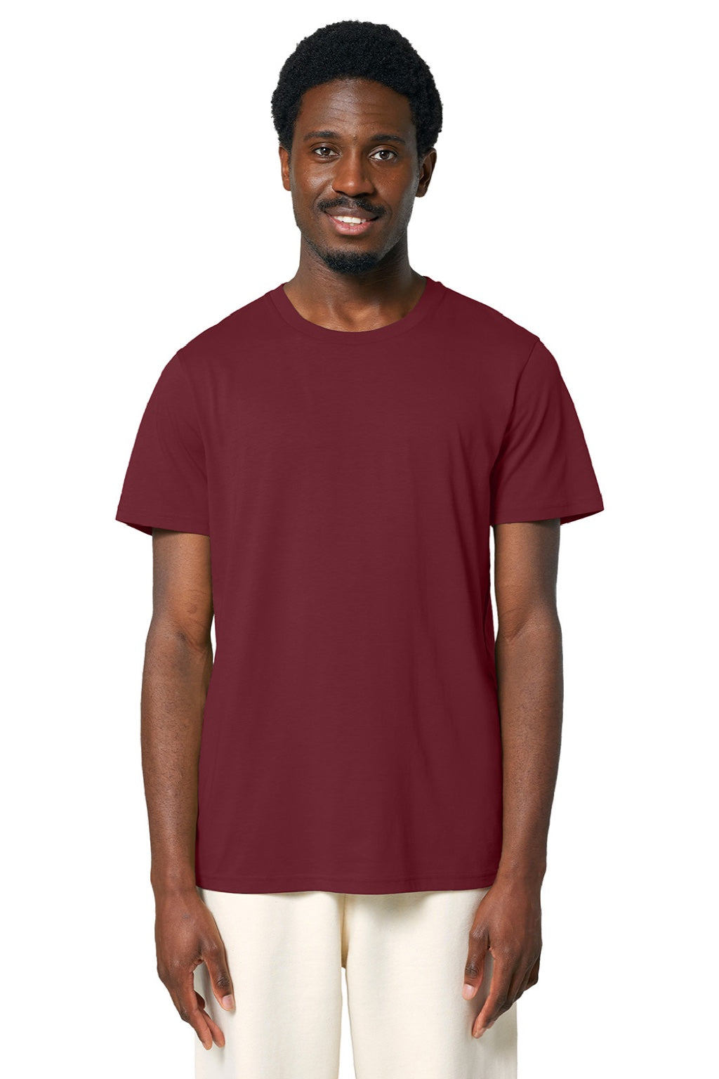 Stanley Stella SXU007 Mens Crafter Short Sleeve Crewneck T-Shirt Burgundy Model Front