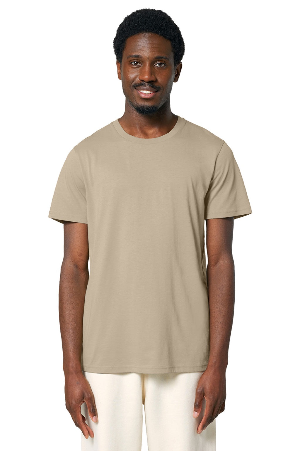 Stanley Stella SXU007 Mens Crafter Short Sleeve Crewneck T-Shirt Desert Dust Brown Model Front