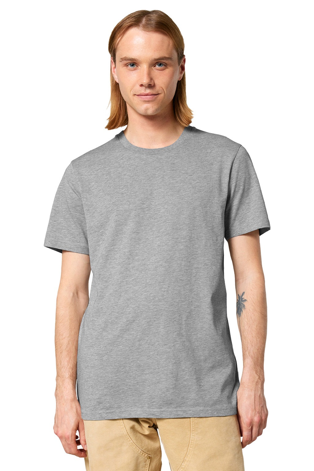 Stanley Stella SXU007 Mens Crafter Short Sleeve Crewneck T-Shirt Heather Grey Model Front