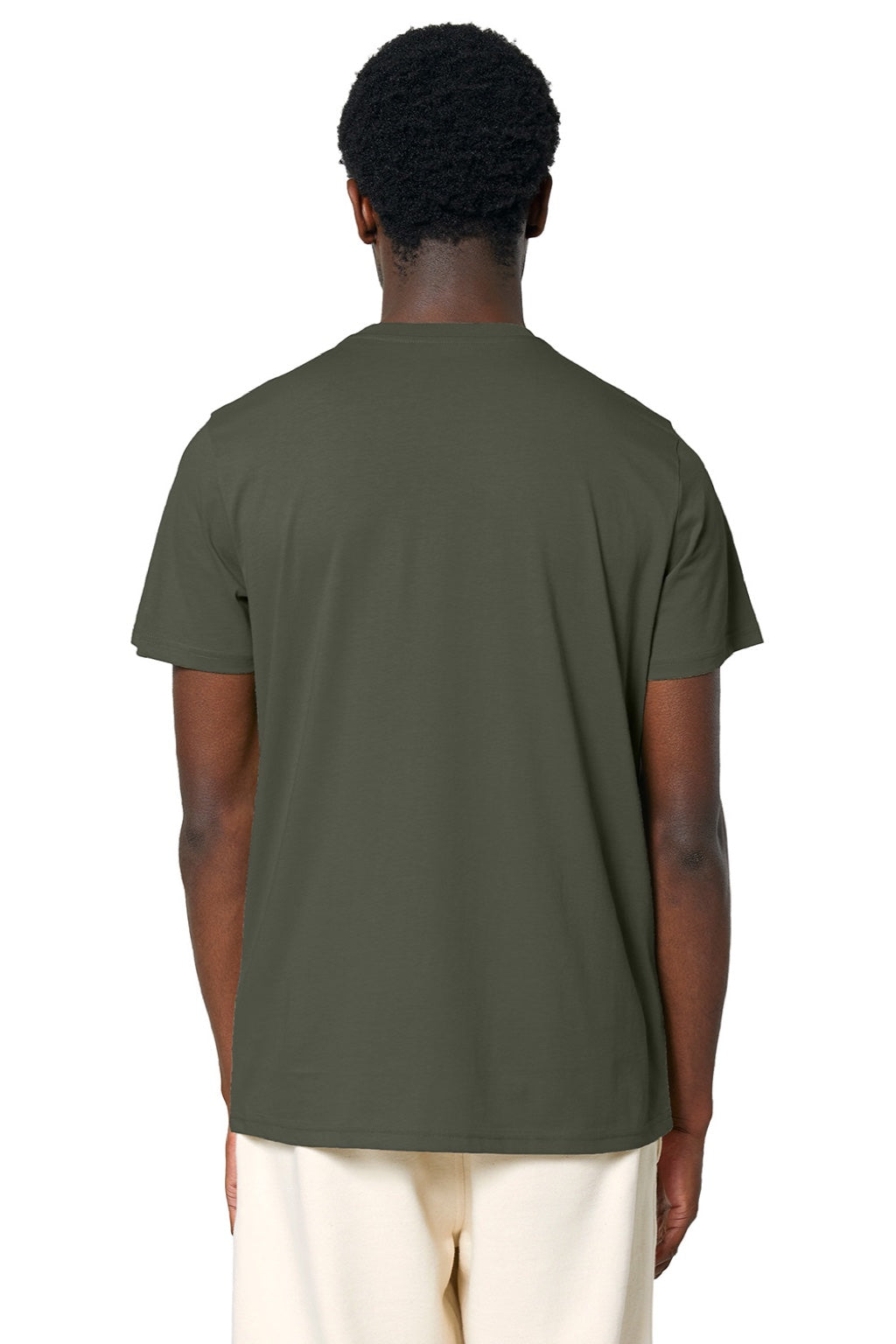 Stanley Stella SXU007 Mens Crafter Short Sleeve Crewneck T-Shirt Khaki Green Model Back