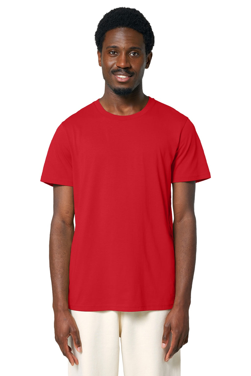 Stanley Stella SXU007 Mens Crafter Short Sleeve Crewneck T-Shirt Red Model Front