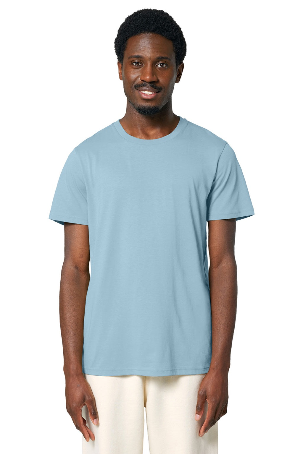 Stanley Stella SXU007 Mens Crafter Short Sleeve Crewneck T-Shirt Sky Blue Model Front