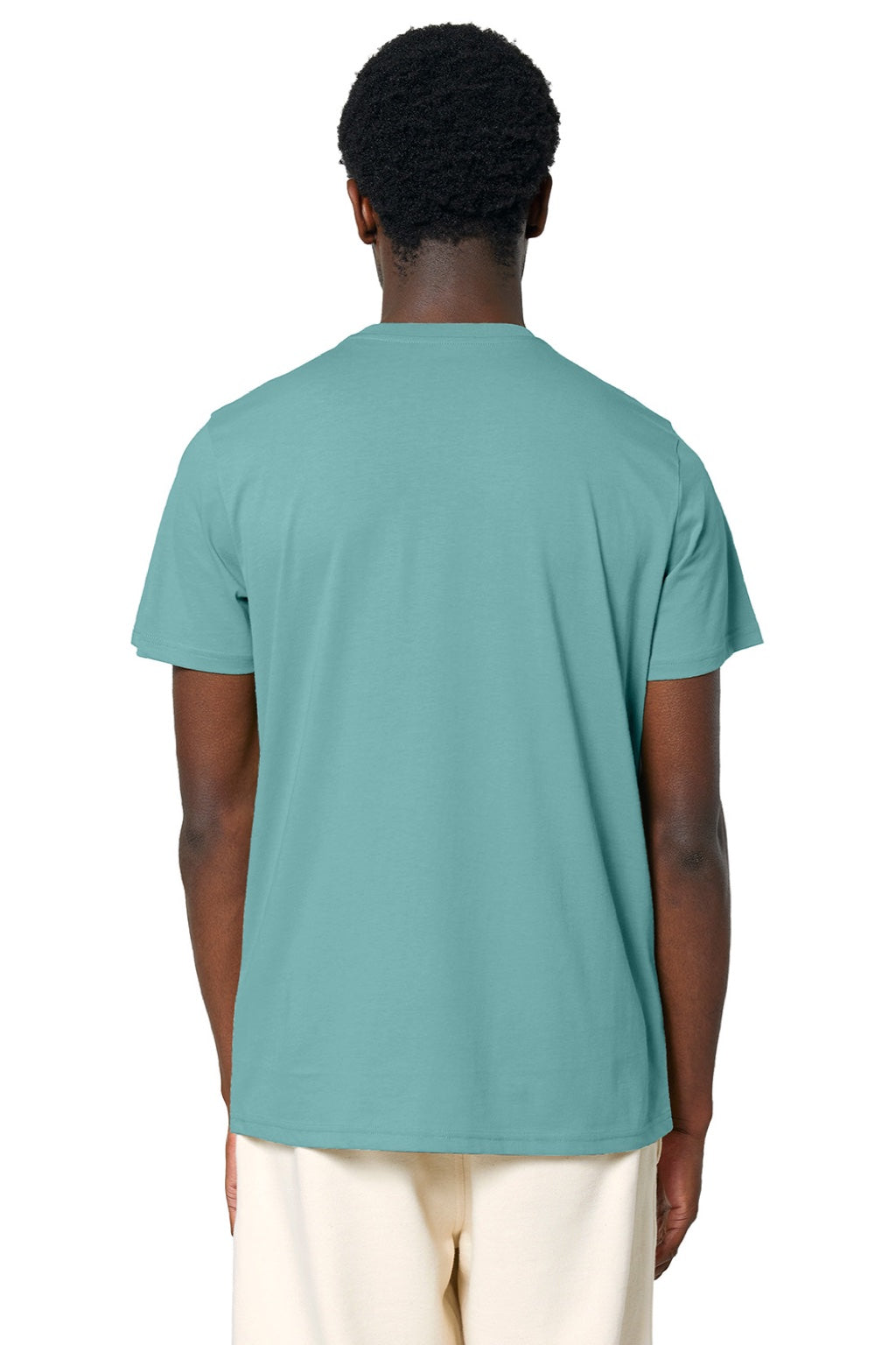 Stanley Stella SXU007 Mens Crafter Short Sleeve Crewneck T-Shirt Monstera Teal Blue Model Back