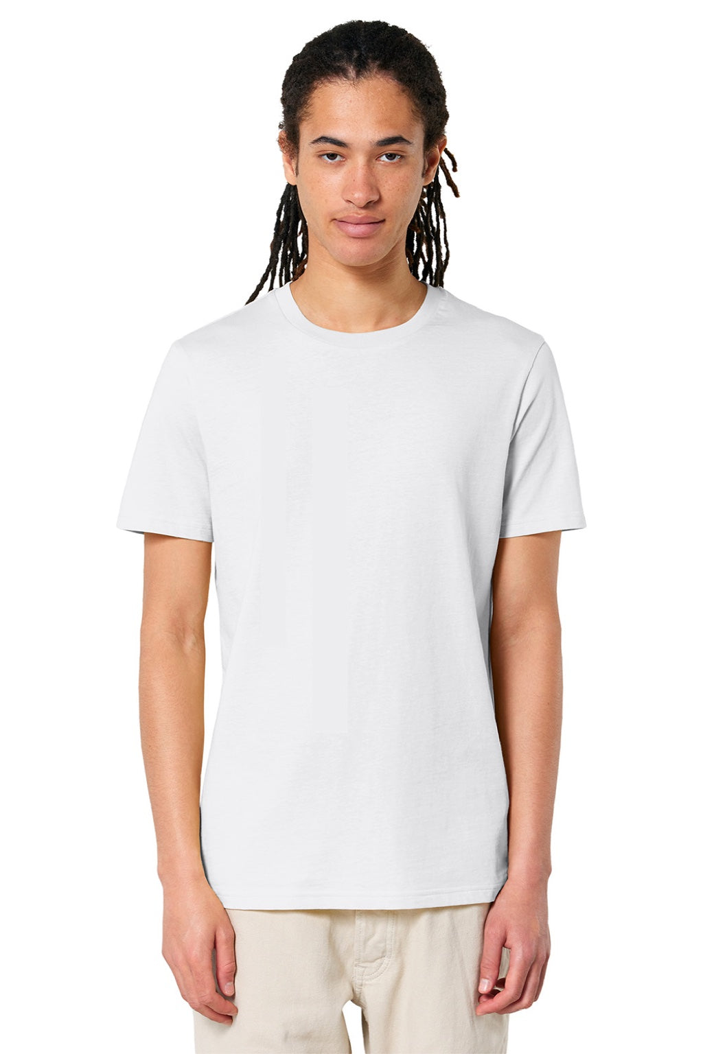 Stanley Stella SXU007 Mens Crafter Short Sleeve Crewneck T-Shirt White Model Front