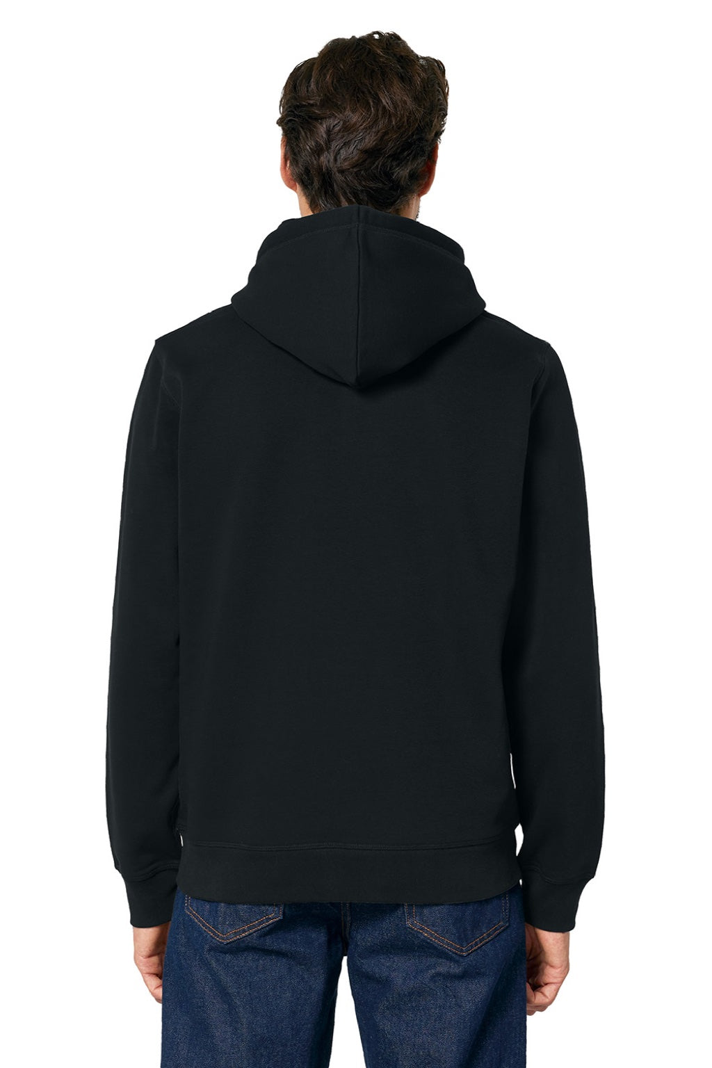 Stanley Stella SXU009 Mens Drummer 2.0 Hooded Sweatshirt Hoodie w/ Pouch Pocket Black Model Back