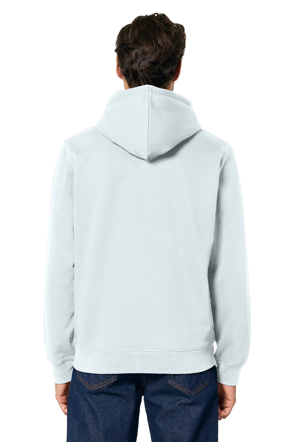 Stanley Stella SXU009 Mens Drummer 2.0 Hooded Sweatshirt Hoodie w/ Pouch Pocket Ice Blue Model Back