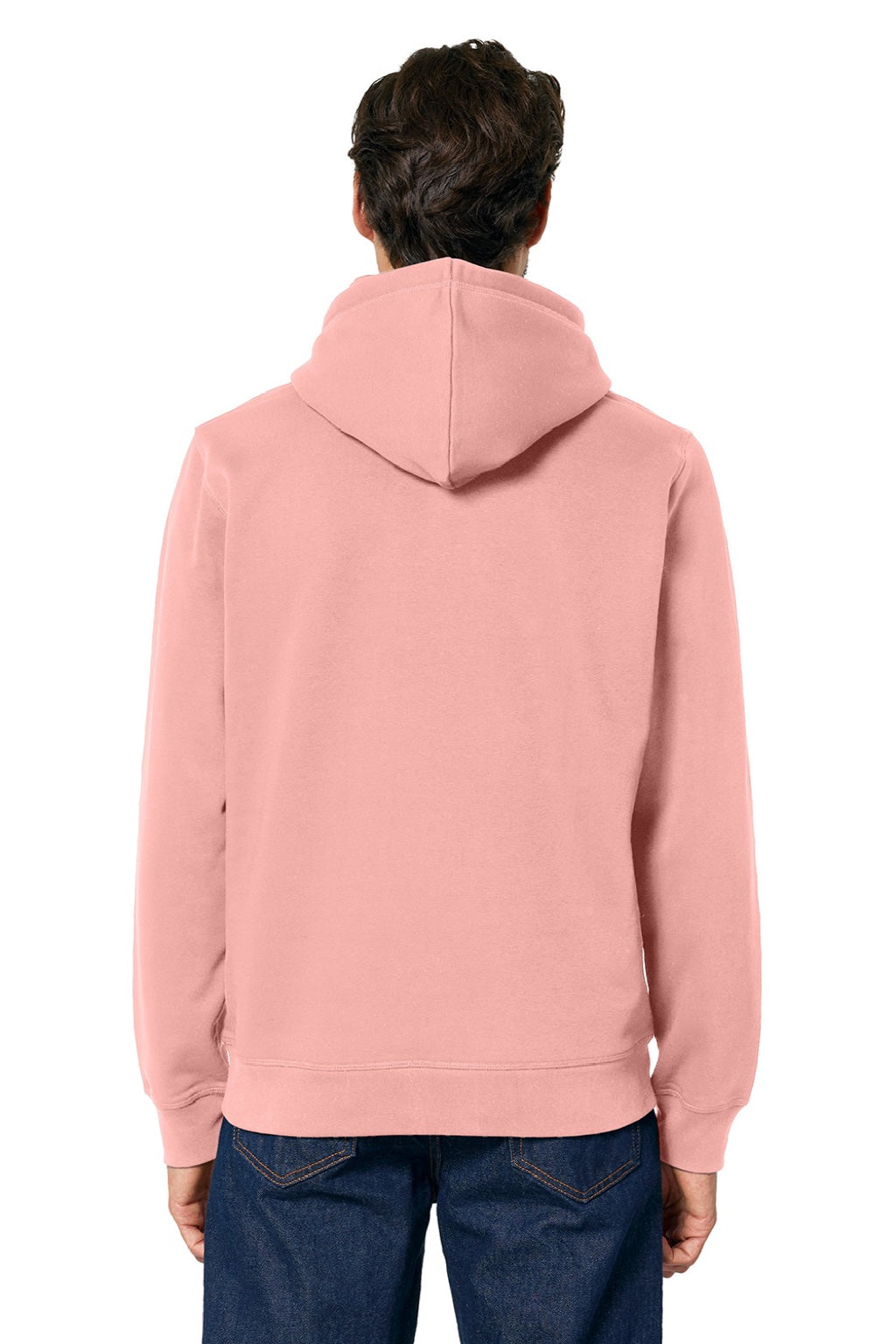 Stanley Stella SXU009 Mens Drummer 2.0 Hooded Sweatshirt Hoodie w/ Pouch Pocket Canyon Pink Model Back