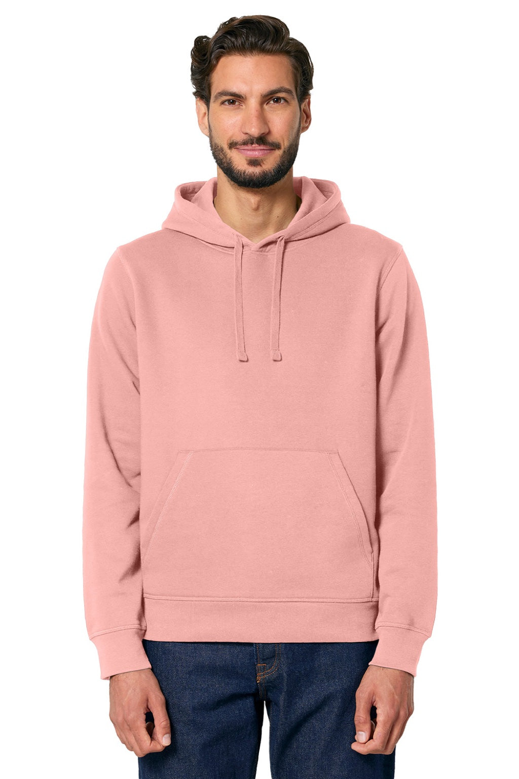 Stanley Stella SXU009 Mens Drummer 2.0 Hooded Sweatshirt Hoodie w/ Pouch Pocket Canyon Pink Model Front