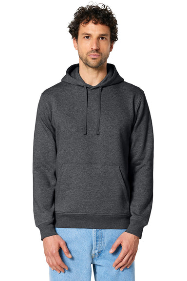 Stanley Stella SXU009 Mens Drummer 2.0 Hooded Sweatshirt Hoodie w/ Pouch Pocket Heather Dark Grey Model Front