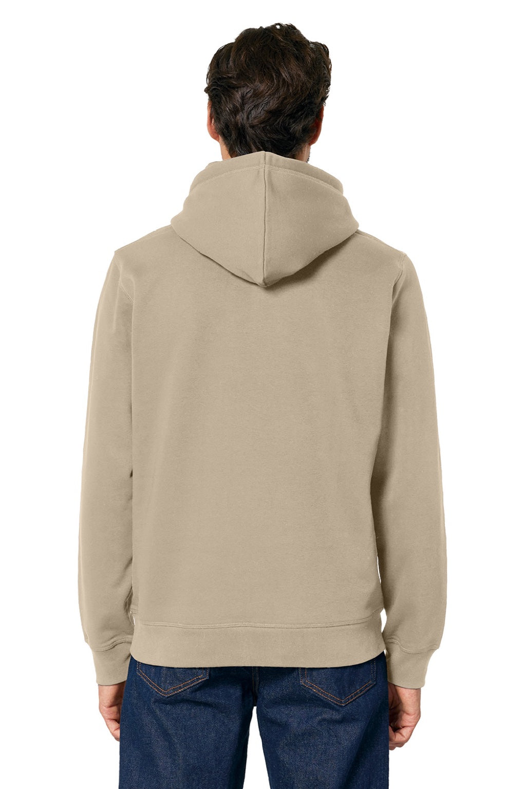 Stanley Stella SXU009 Mens Drummer 2.0 Hooded Sweatshirt Hoodie w/ Pouch Pocket Desert Dust Brown Model Back