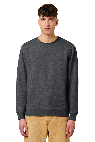 Stanley Stella SXU010 Mens Roller Crewneck Sweatshirt Heather Dark Grey Model Front