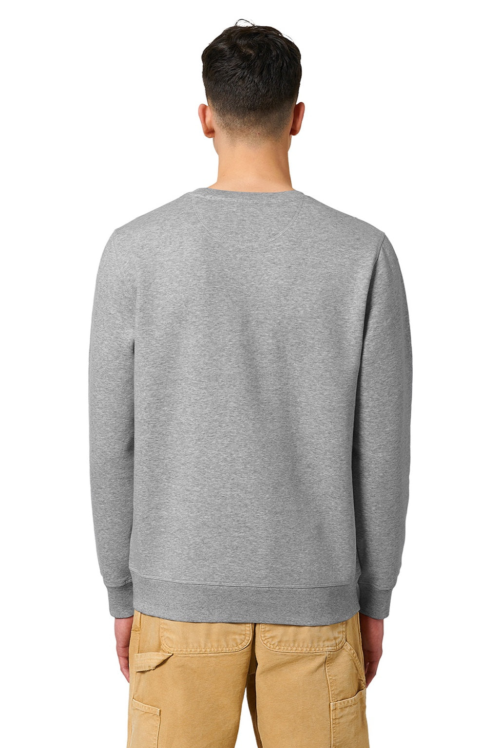 Stanley Stella SXU010 Mens Roller Crewneck Sweatshirt Heather Grey Model Back