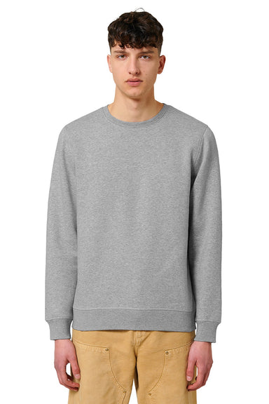 Stanley Stella SXU010 Mens Roller Crewneck Sweatshirt Heather Grey Model Front