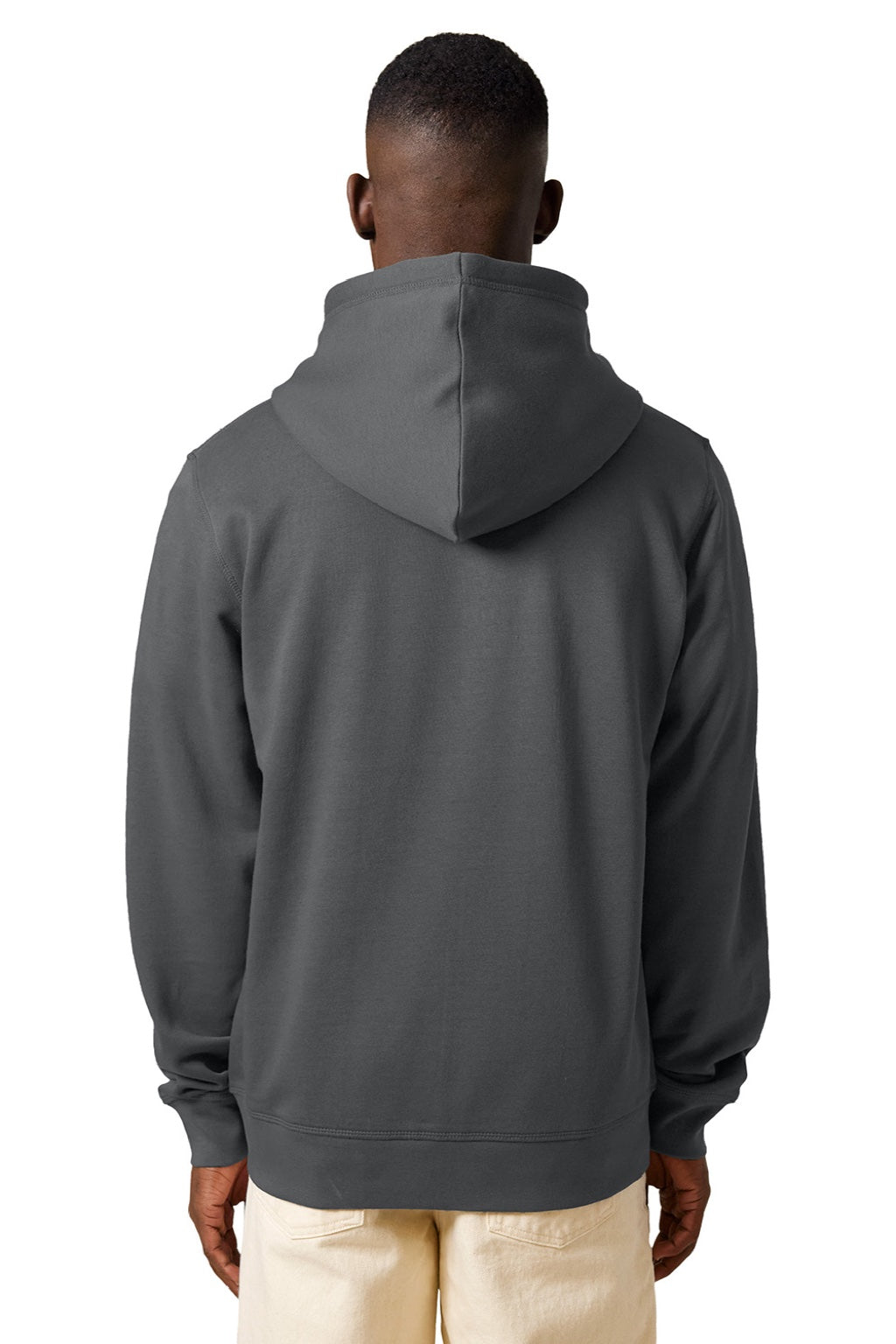 Stanley Stella SXU011 Mens Mixer Full Zip Hooded Sweatshirt Hoodie w/ Pockets Anthracite Grey Model Back