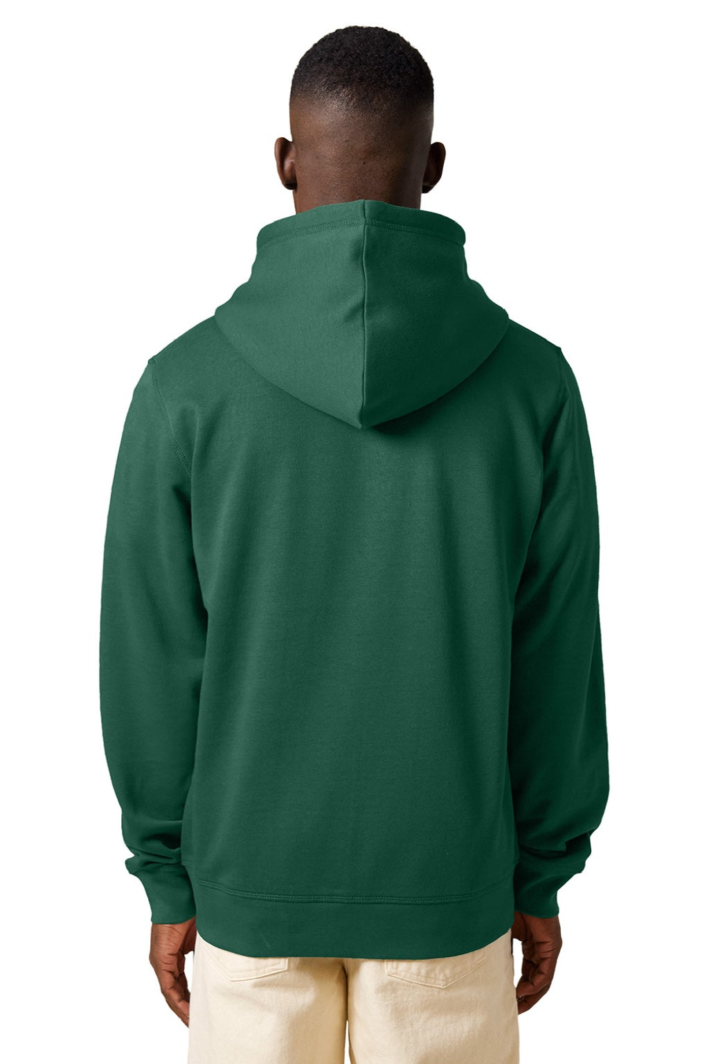 Stanley Stella SXU011 Mens Mixer Full Zip Hooded Sweatshirt Hoodie w/ Pockets Bottle Green Model Back