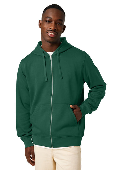 Stanley Stella SXU011 Mens Mixer Full Zip Hooded Sweatshirt Hoodie w/ Pockets Bottle Green Model Front