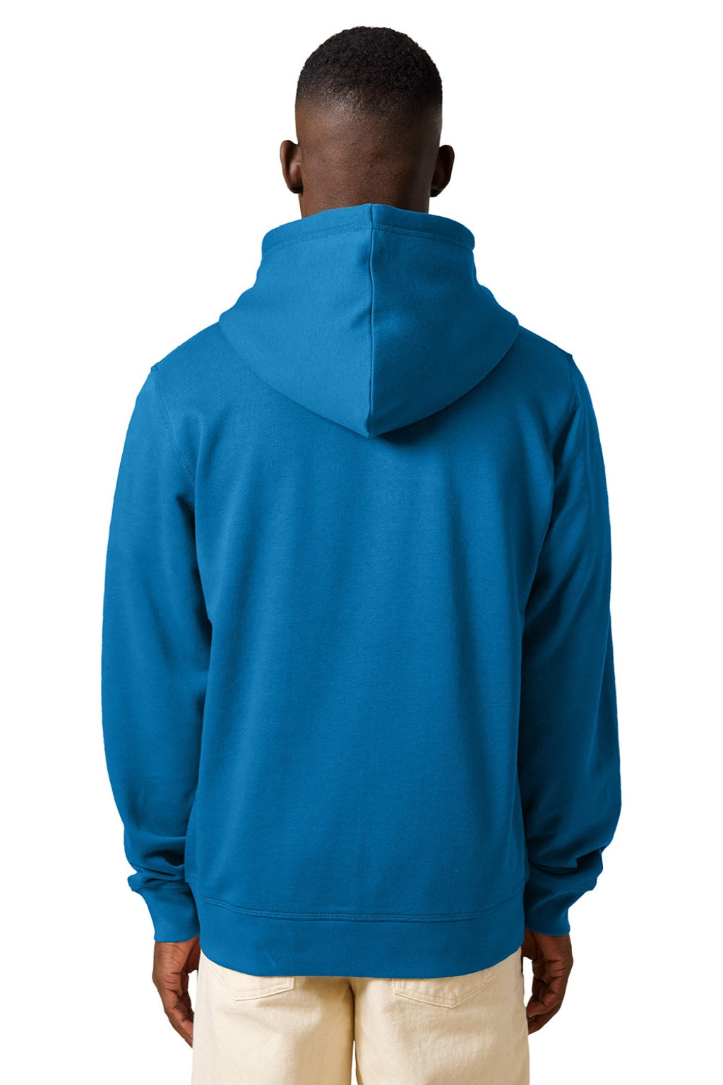 Stanley Stella SXU011 Mens Mixer Full Zip Hooded Sweatshirt Hoodie w/ Pockets Royal Blue Model Back