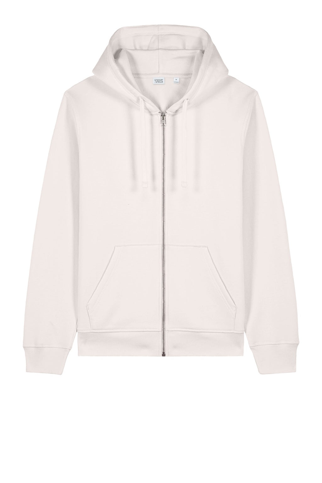 Stanley Stella SXU011 Mens Mixer Full Zip Hooded Sweatshirt Hoodie w/ Pockets Vintage White Flat Front