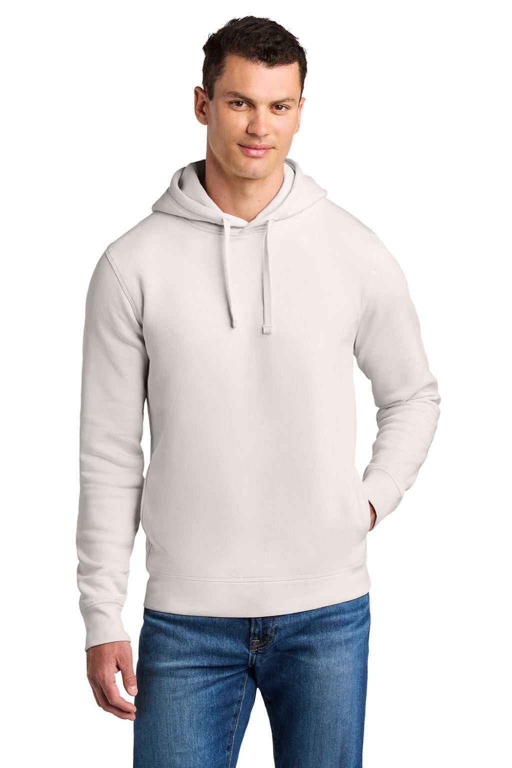 Stanley Stella SXU012 Mens Sounder Hooded Sweatshirt Hoodie w/ Pouch Pocket Vintage White Model Front