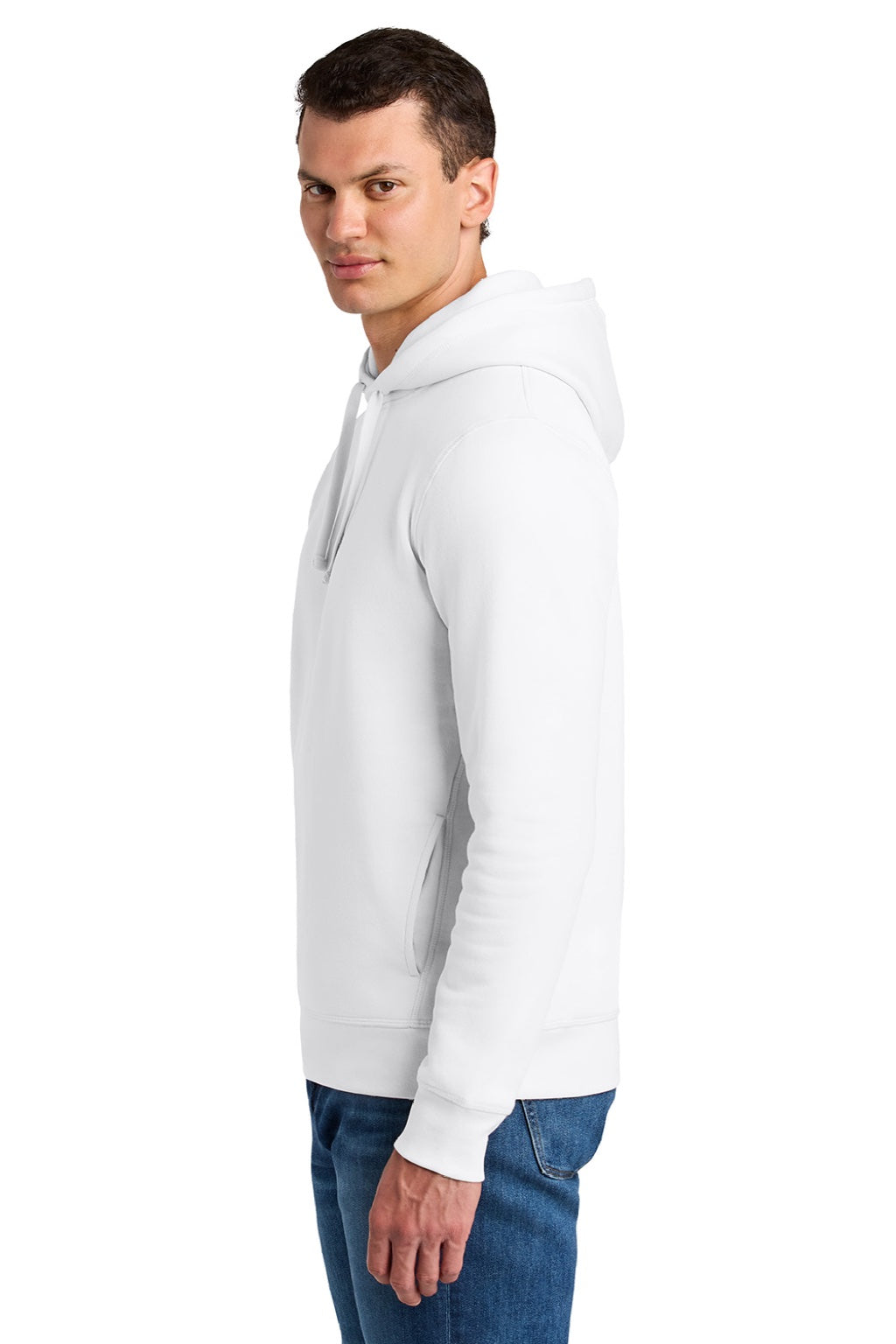 Stanley Stella SXU012 Mens Sounder Hooded Sweatshirt Hoodie w/ Pouch Pocket White Model Side